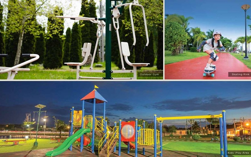 Lifestyle amenities and landscaped spaces at Aryan Alturra
